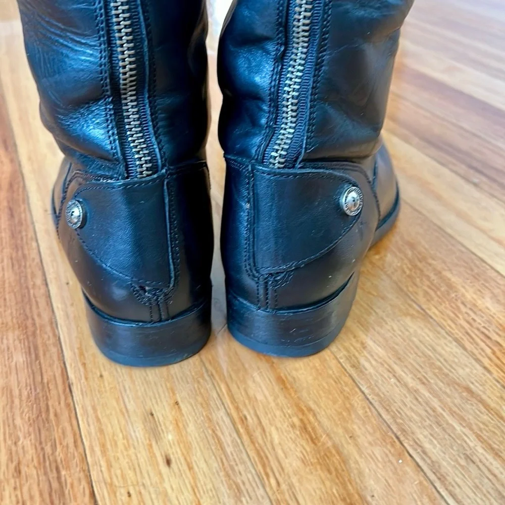Frye Melissa Button Back Zip Black leather boots women size 6.5